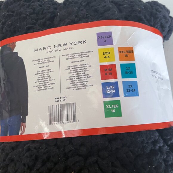 NEW Marc New York Womens Fleece Full Zip Jacket M NWT Hooded Black - Picture 7 of 11